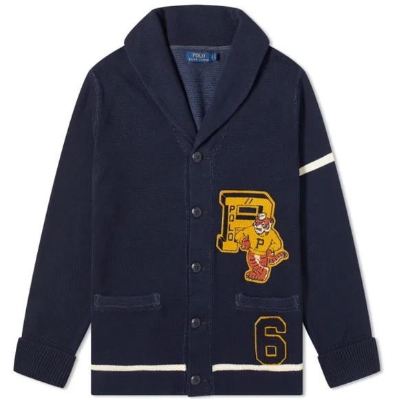 Polo Ralph Lauren The Tiger Varsity P Letterman Shawl Cardigan Sweater Men’s NWT - Picture 5 of 8